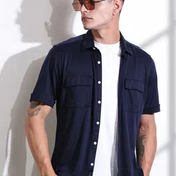 Thomas Scott Men Classic Slim Fit Spread Collar Solid Cotton Casual Shirt-image-17