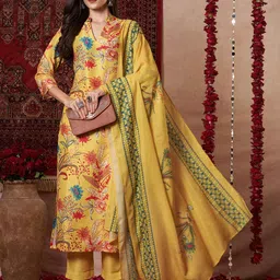 DIVASTRI Women Floral Printed Regular Kurta with Trousers & With Dupatta-image-45