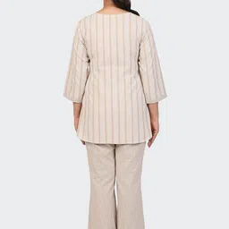 HUE & HIDE Striped & Checked Cotton Top With Trousers Co-Ords image 2