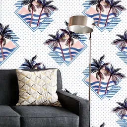 ArtzFolio Printed UV-Resistant Anti-Bacterial Palm Tree In Geometric Shape Peel & Stick Wallpaper-image-88