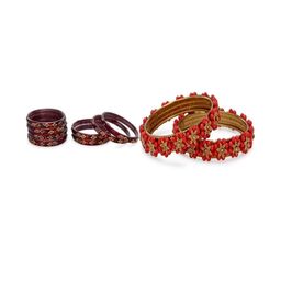 SOMIL Set Of 10 Stones Studded Glass Bangles-picture-11
