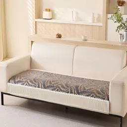 HOUSE OF QUIRK Four Seater Leaf Pattern Chenille Fabric Stretch Seat Sofa Mat-image-94