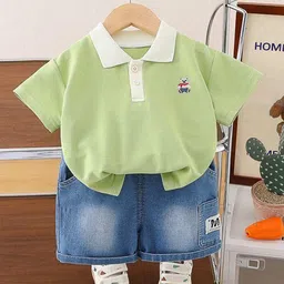 POP STREET KIDS Boys Polo Collar T-shirt With Shorts-image-98