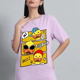 N1F FASHION Women Graphic Printed Round Neck Cotton Oversized T-shirt-image-67