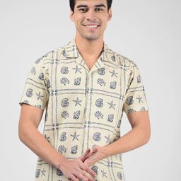 Numero Uno Slim Fit Ethnic Motifs Printed Cuban Collar Cotton Casual Shirt-image-64