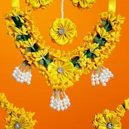 FASTER INTERNATIONAL Pearls Floral Haldi Jewellery Set-41