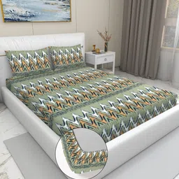 YaAkholic Multicoloured Queen Bedsheet with 2 Pillow Covers-image-37