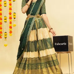Fabcartz Printed Semi-Stitched Lehenga & Unstitched Blouse With Dupatta image 3