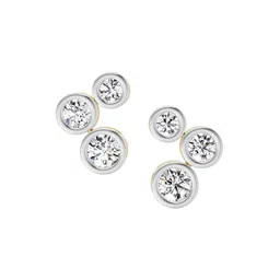 Sparkles Bezel 3 Stone Lab Grown Diamonds Earring 0.67 Ct 14K Yellow Gold-image-54