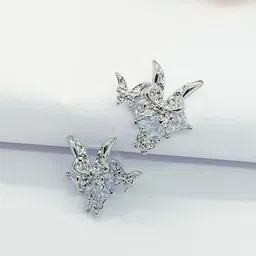 AVANT-GARDE PARIS 925 Sterling Silver Cubic Zirconia Butterfly Shaped Studs Earrings-11