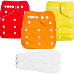 Washable Baby Cloth Diaper Reusable, Adjustable Size, Waterproof, Pocket Nappie with Inserts (3 Diaper and 3 Insert Pad)-33
