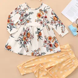 YK Girls Floral Printed Top With Trousers Clothing Set-image-44