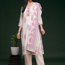 FASHOR Women Floral Printed Kurta with Trouser & Dupatta-picture-0