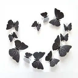 INDIAN ROYALS 12Pcs Black & White Printed Waterproof 3D Butterfly Wall Stickers-image-82