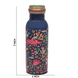 Myntra Elegant Homes Blue Single Copper Printed Water Bottle-picture-10