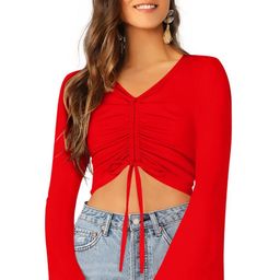 Sanwariya Silk Bell Sleeve Crop Top-image-91