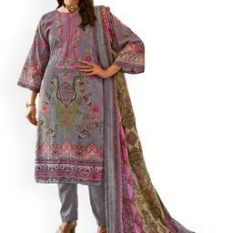 DRAVINAM Trends Embroidered Pure Cotton Unstitched Dress Material-image-30