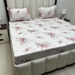 Pure Decor White & Pink Floral 250 TC Queen Bedsheet with 2 Pillow Covers 2.28 m x 2.54-picture-7