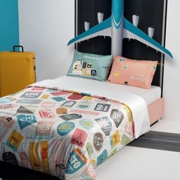 QuirkLoom 4 Piece White & Peach-Coloured Geometric King Regular Bedding Set-12