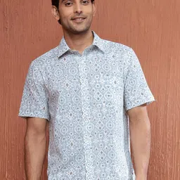 Fabindia Men Spread Collar Ethnic Motifs Printed Cotton Casual Shirt-image-44