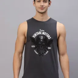 Metronaut Pure Cotton Printed Round Neck Gym Vests MNT-SD04221062RL-11
