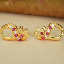 Sangria Brass AD Diamond Stud Earrings-19