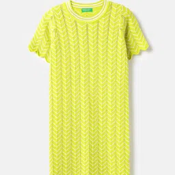 United Colors of Benetton Girls Round Neck Geometric A-Line Pure Cotton Dress-picture-35
