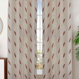 Dekor World Yellow Set of 2 Embroidered Window Curtain-10