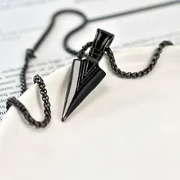 Lovemi Movements Stainless Steel Black Arrowhead Pendants With Chains-picture-6