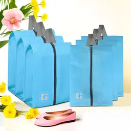 Aura Blue & Grey 4 Pieces Reusable Shoes Organisers-17