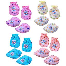 V.B.K Infants Pack Of 4 Printed Mittens & Booties-5