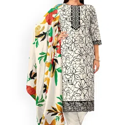 DRAVINAM Trends Floral Printed Thread Work Pure Cotton Unstitched Dress Material-picture-38