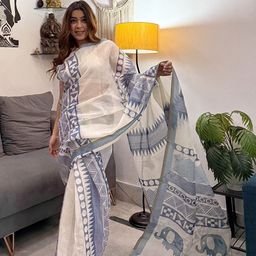Jinal & Jinal Batik Zari Chanderi Saree-image-5