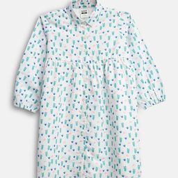 BONKIDS Girls Floral Print Cotton Shirt Dress-picture-9