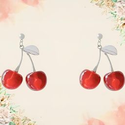 AKISON JEWELS Silver-Toned Cherry Shaped Drop Earrings-image-20