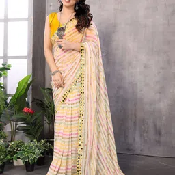 ROOP SUNDARI SAREES Polka Dot Stripes Mirror Work Pure Georgette Saree-picture-34