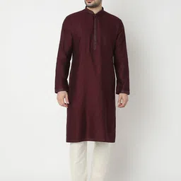 Ethnicity Geometric Woven Design Jacquard Mandarin Collar Kurta With Pyjamas-image-80