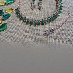 VATSALYA creation Alloy Gold- plated Green Jewellery Set-image-89