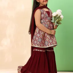 BAESD Girls Ethnic Motifs Printed Regular Kurti with Sharara & With Dupatta image 2