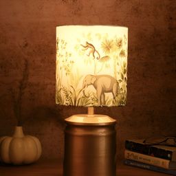 green girgit Gold-Toned Printed Metal Quirky Rectangle Table Lamp-24