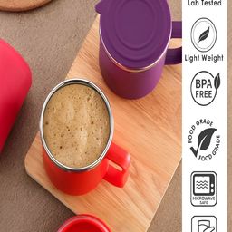 Craftlayout Multicoloured Solid Stainless Steel Glossy Cups Set of Cups and Mugs image 5