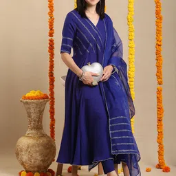 DIVASTRI Women Regular Gotta Patti Kurta with Trousers & With Dupatta-picture-19