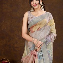 Mitera Abstract Printed Zari Saree image 2
