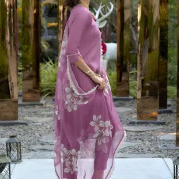 ZIRVI Panelled A-Line Kurta With Trousers & Dupatta image 3
