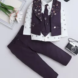 FOURFOLDS Boys Flower Printed 3-Piece Party Suit With Tie-image-67