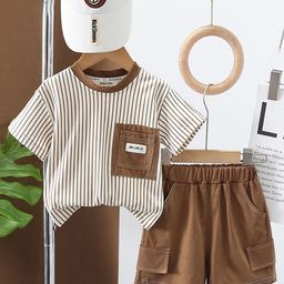 INCLUD Boys Striped Round Neck T-Shirt With Shorts-image-45