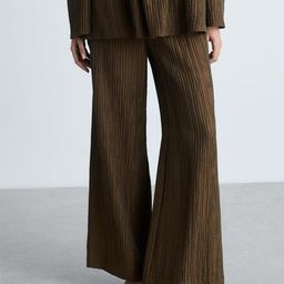 MANGO Women Textured Flared Trousers-26