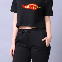 Lazy Lush Printed Round Neck Crop Top With Joggers Co-Ords image 2