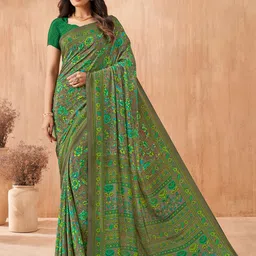DIVASTRI Floral Poly Crepe Saree-picture-9