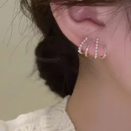 VAGHBHATT Gold-Plated Artificial Stones Studded & Pearls Beaded Contemporary Studs image 2